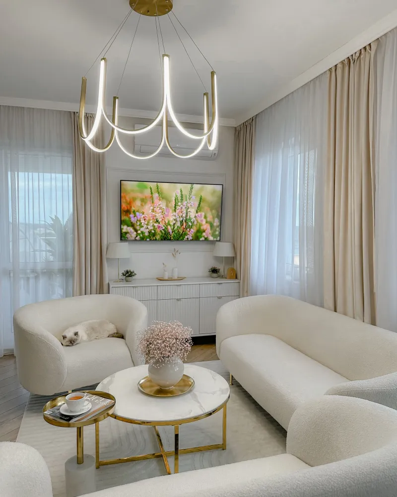 Metal LED Chandelier Gold PERQUENO