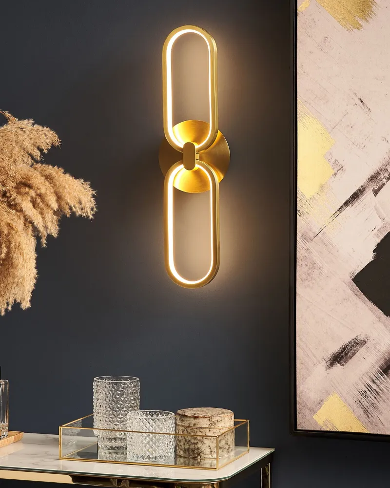 Metal LED Wall Lamp Ouro KRANG com Controle Remoto
