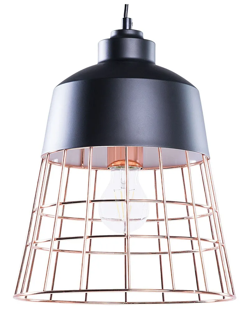 Metal Pendant Lamp Black and Copper MONTE