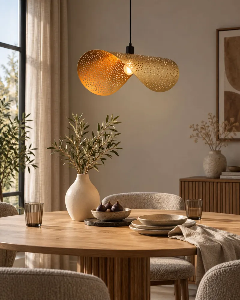 Metal Pendant Lamp Gold KRISHNA