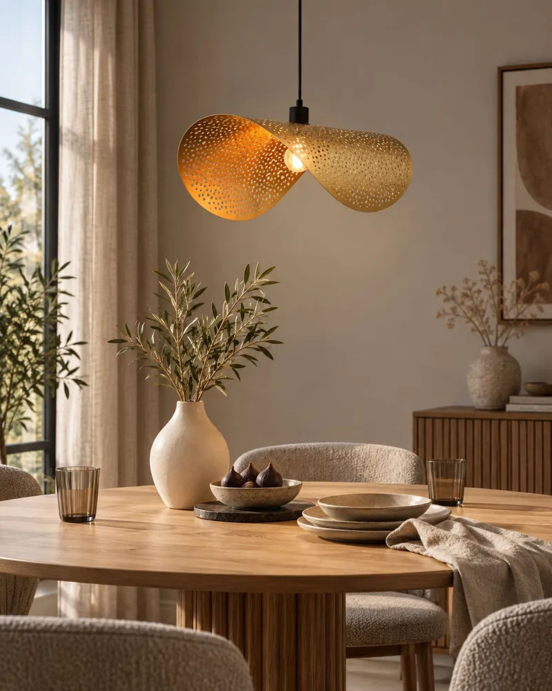 Metal Pendant Lamp Gold KRISHNA