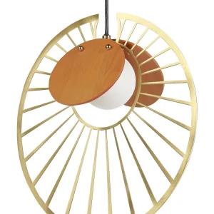 Metal Pendant Lamp Gold Light Wood BARGO
