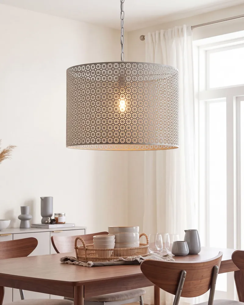 Metal Pendant Lamp Grey MEZEN
