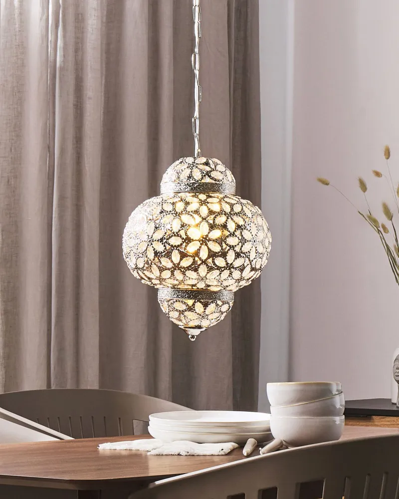 Metal Pendant Lamp Prateado BANDAMA