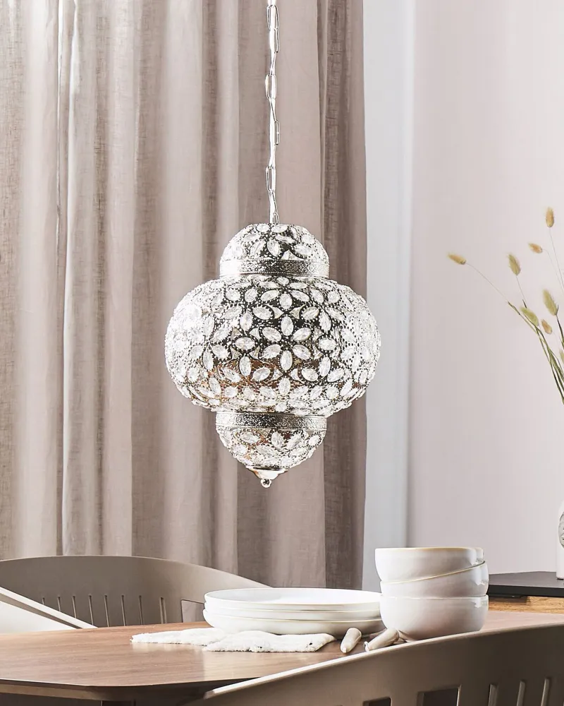 Metal Pendant Lamp Prateado BANDAMA