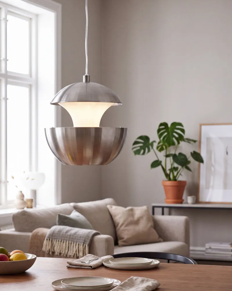 Metal Pendant Lamp Prateado BOJANA