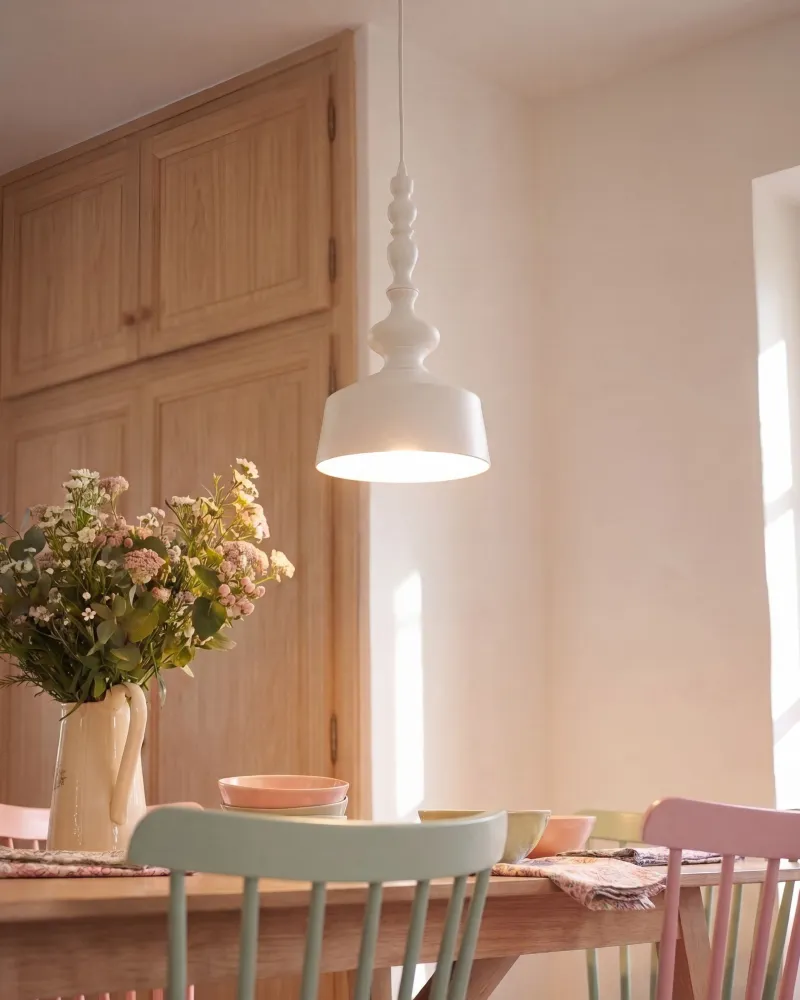 Metal Pendant Lamp White DRIVA