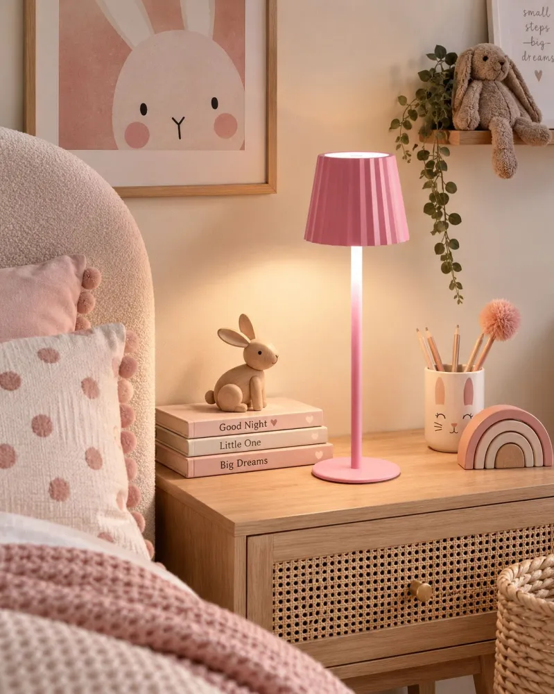 Metal Table Lamp Pastel Rosa POMBEIRO