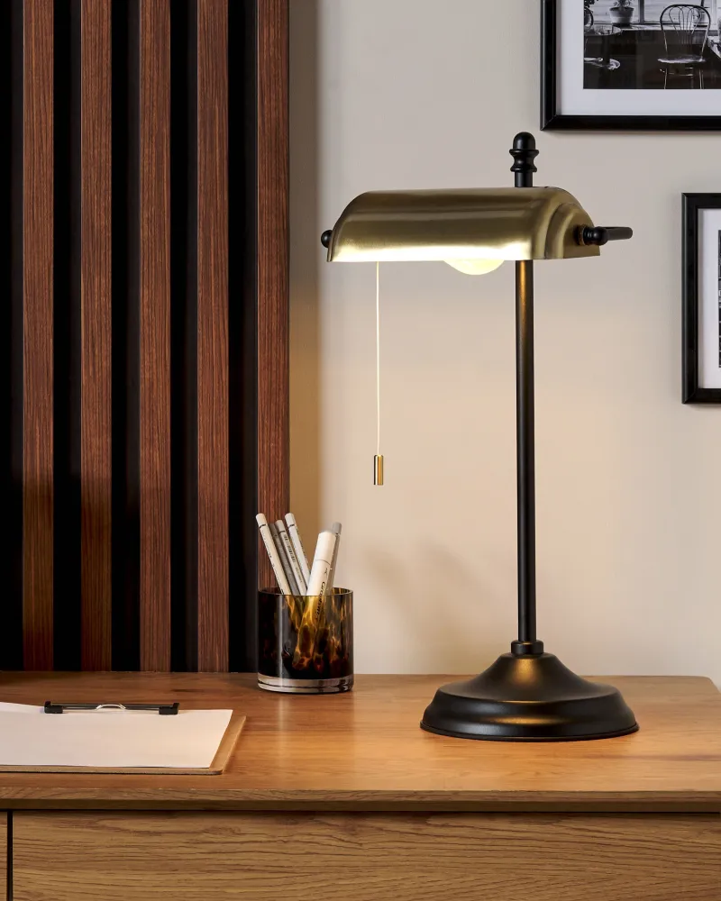 Metálico Banker's Lamp Gold and Black MARAVAL