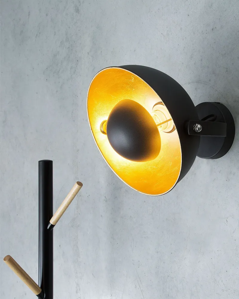 Metálico Wall Lamp Black and Gold THAMES II