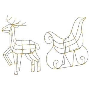 Outdoor LED Decoration Sleigh and Reindeer 46 cm Brilhante SAIJA para Instalação em Sanca
