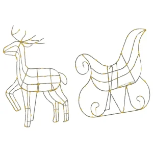 Outdoor LED Decoration Sleigh and Reindeer 46 cm Brilhante SAIJA para Instalação em Sanca