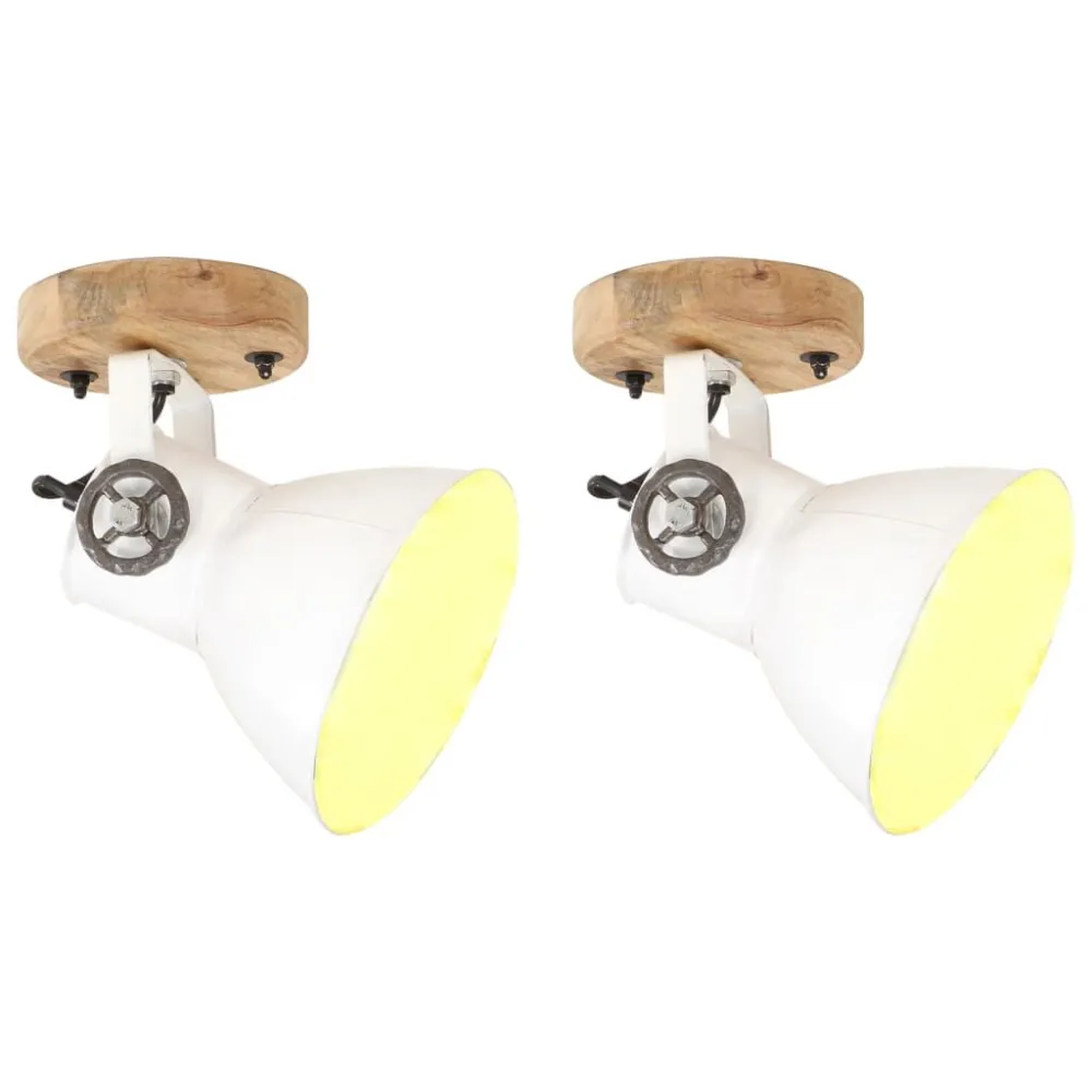 2 pcs candeeiros parede/teto industriais 20x25 cm E27 branco com Controle Remoto
