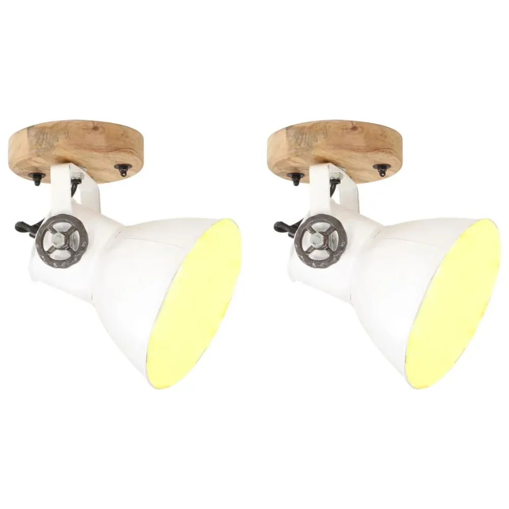 2 pcs candeeiros parede/teto industriais 20x25 cm E27 branco com Controle Remoto