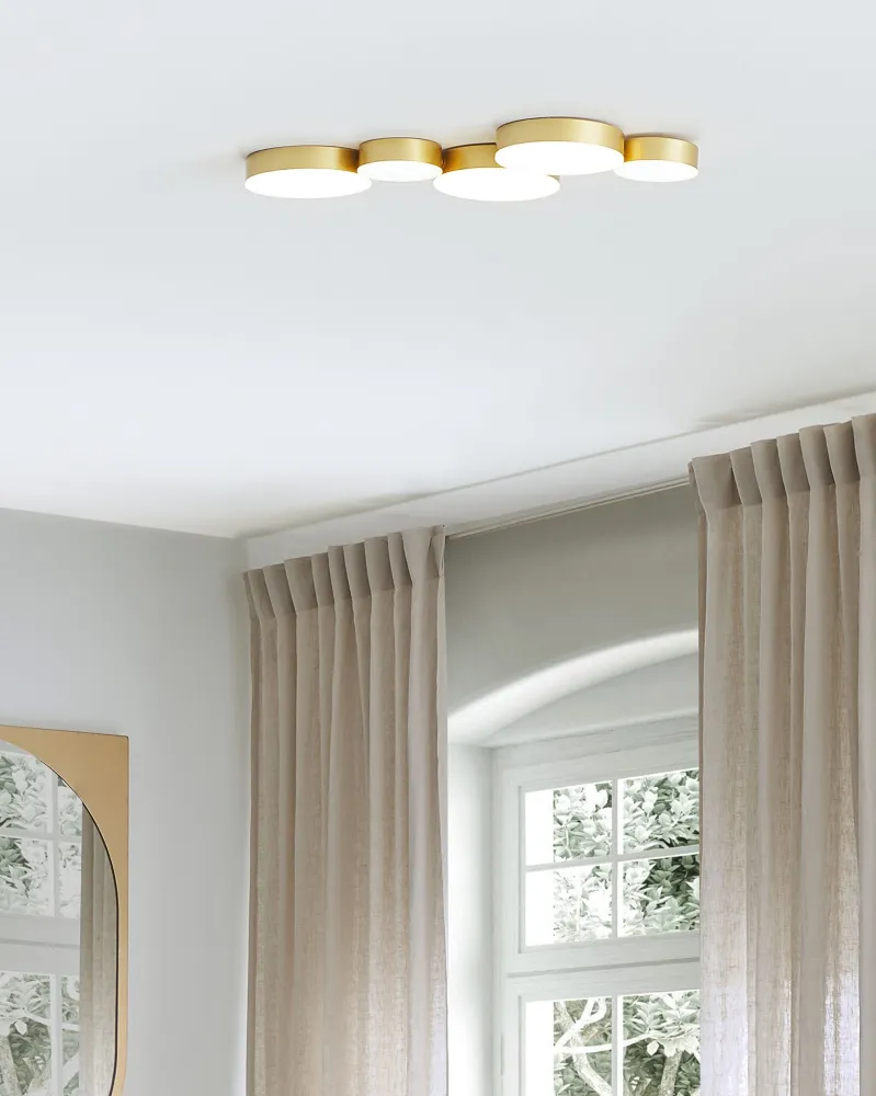 Profissional de Alta Performance Candeeiro de teto com 5 focos LED em metálico dourado LUGA