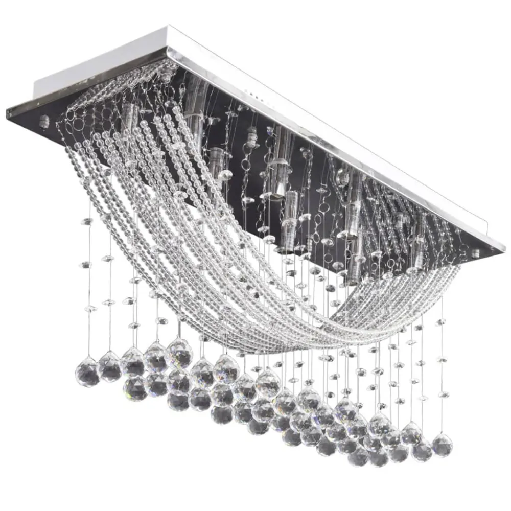 Sensor de Movimento Lâmpada de teto + missangas cristal brilhantes, 8 x G9, 29 cm branco