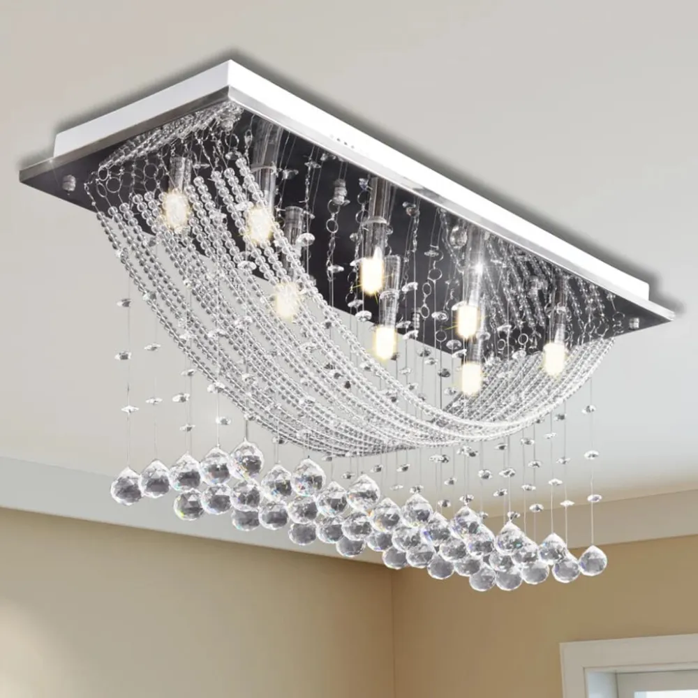 Sensor de Movimento Lâmpada de teto + missangas cristal brilhantes, 8 x G9, 29 cm branco