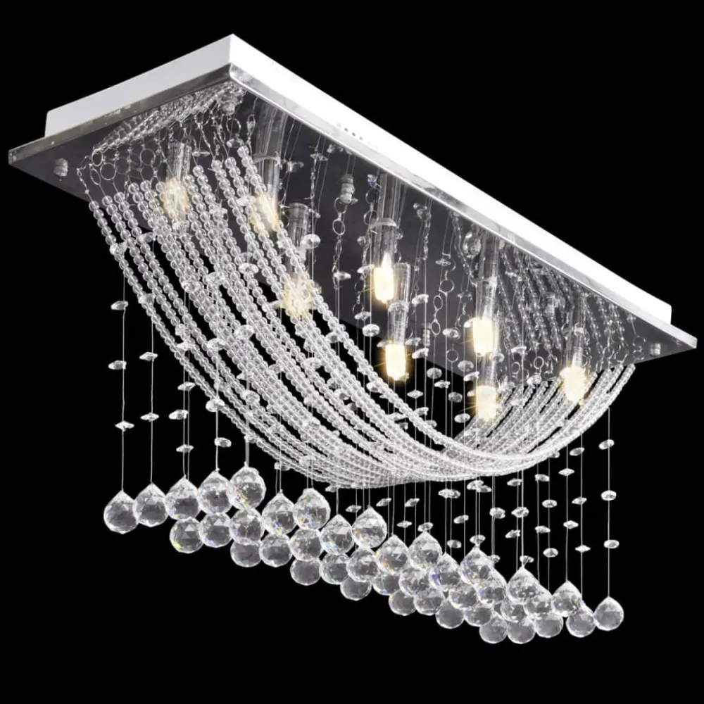 Sensor de Movimento Lâmpada de teto + missangas cristal brilhantes, 8 x G9, 29 cm branco