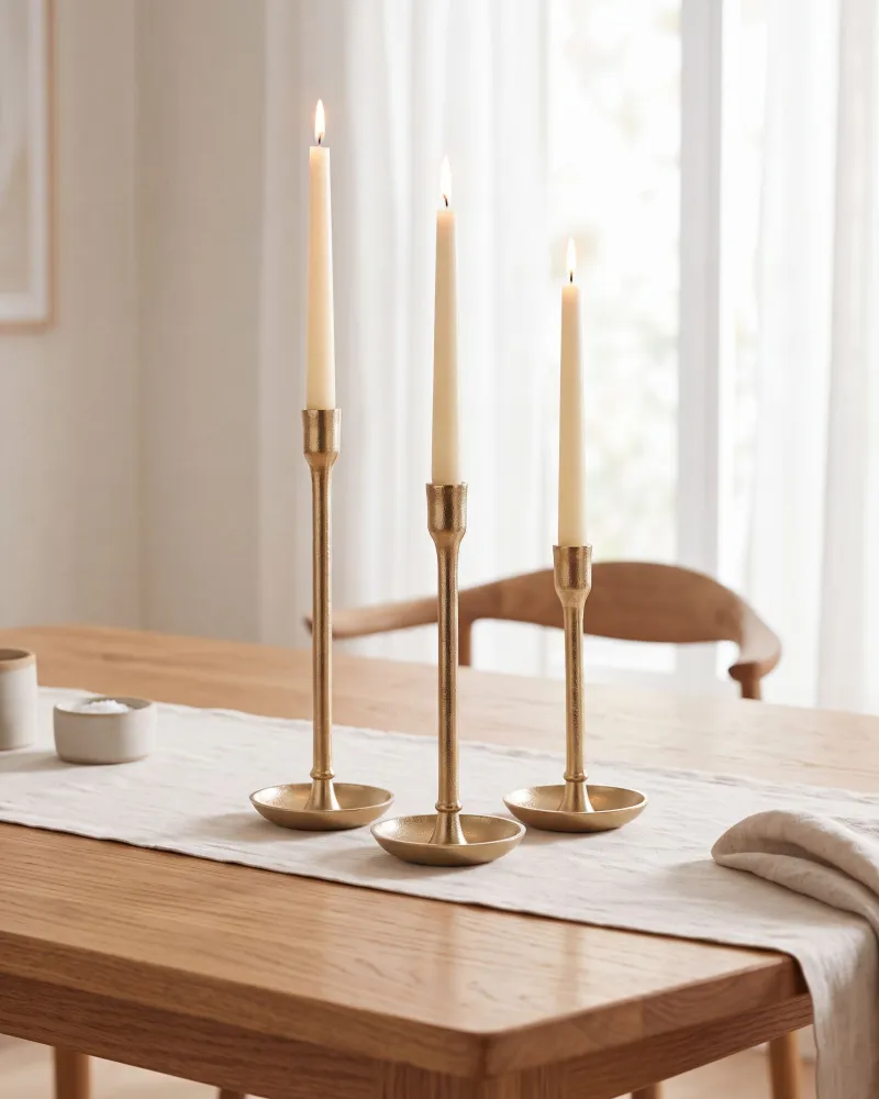Set 3 Candle Holders LIWUNG Metal Âmbar