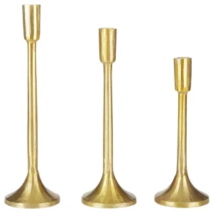 Set 3 Candle Holders ZIMBABWE Metal Dourado