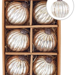 Set 6 Glass Baubles Silver IVOIRE