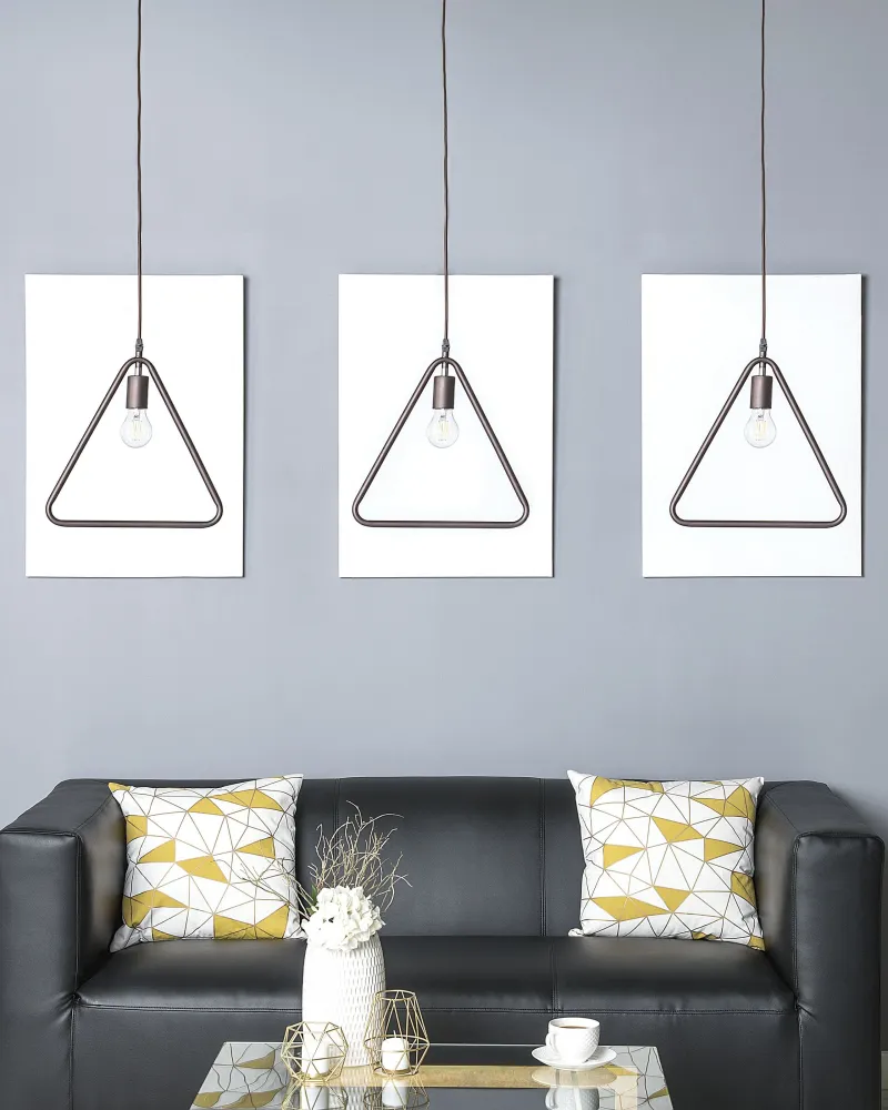 Set 3 Metal Pendant Lamps Café JURUENA