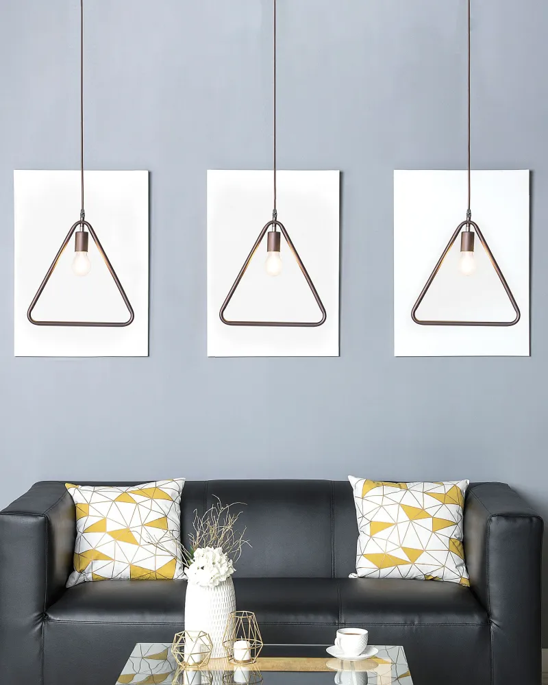 Set 3 Metal Pendant Lamps Café JURUENA