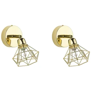 Set 2 Metal Spotlight Lamps Dourado ERMA
