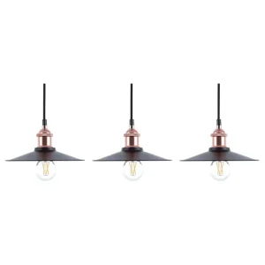 Set 3 Metálico Pendant Lamps Black SWIFT Small