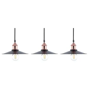 Set 3 Metálico Pendant Lamps Black SWIFT Small
