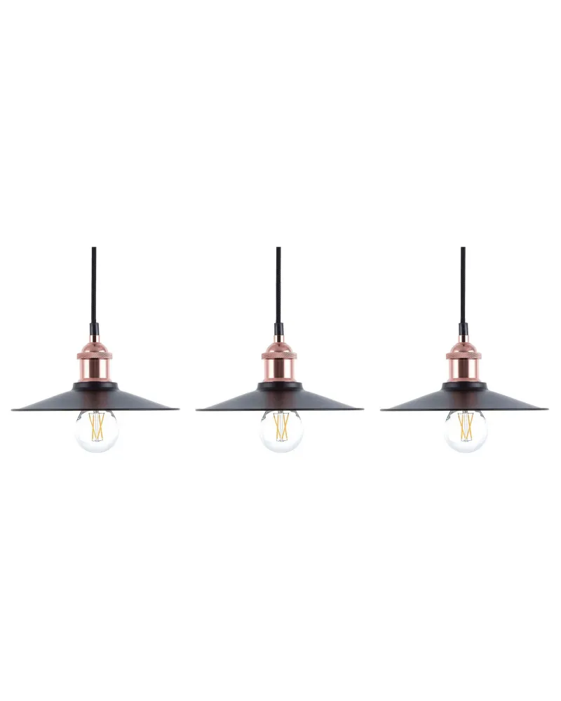 Set 3 Metálico Pendant Lamps Black SWIFT Small