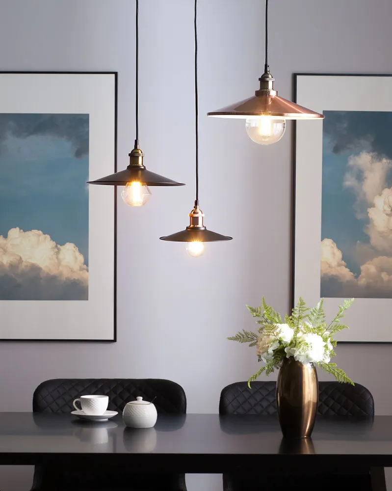 Set 3 Metálico Pendant Lamps Black SWIFT Small