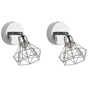 Set 2 Metálico Spotlight Lamps Silver ERMA