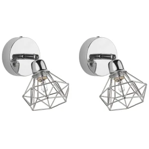 Set 2 Metálico Spotlight Lamps Silver ERMA