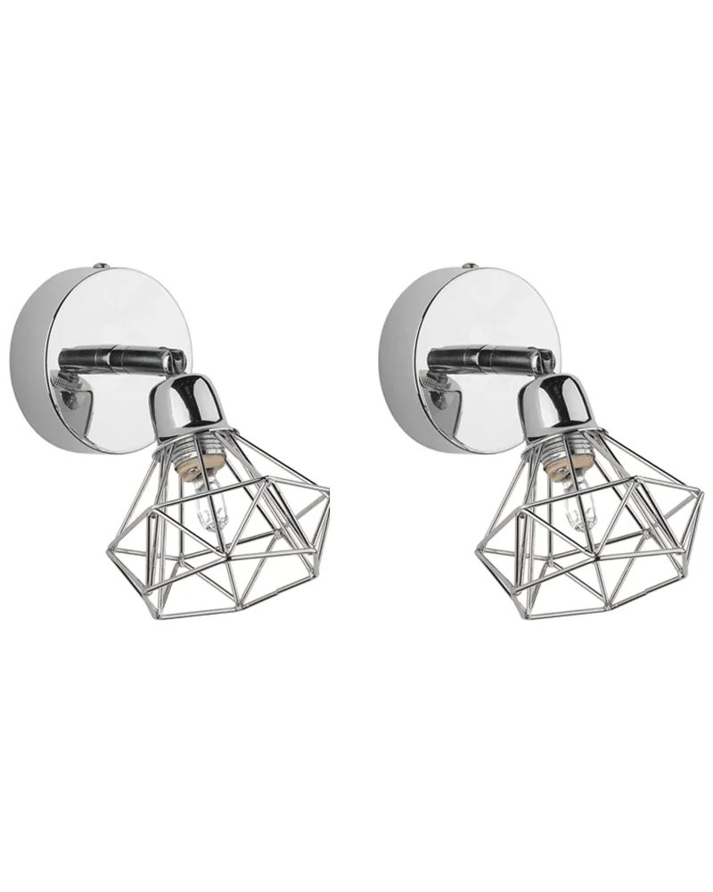 Set 2 Metálico Spotlight Lamps Silver ERMA