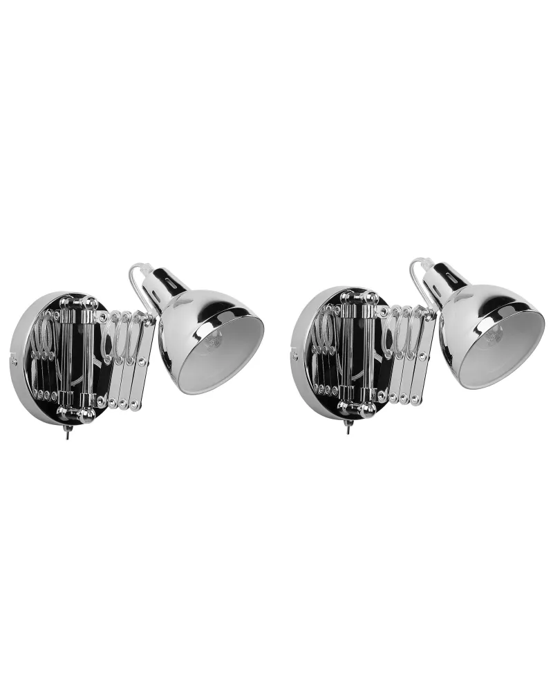 Set 2 Metálico Wall Lamps Silver HARRINGTON