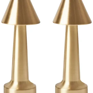 Set 2 Wireless Table Lamps Gold JOANES