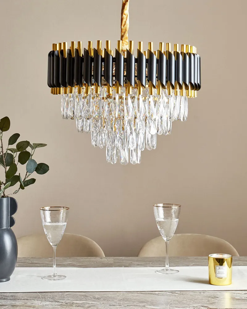 Suporte para Pendente 6 Lights Crystal Chandelier Ouro ABELLAS