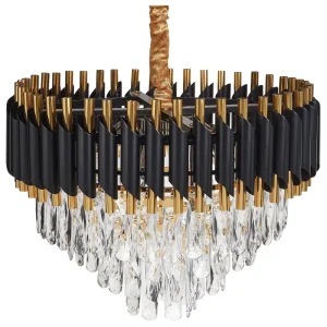 Suporte para Pendente 6 Lights Crystal Chandelier Ouro ABELLAS