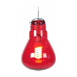 Suporte para Pendente Suspensão TOSEL AMPOULES vidro abaulado vermelho D28 x H88 cm