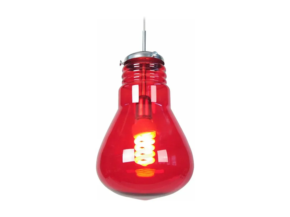 Suporte para Pendente Suspensão TOSEL AMPOULES vidro abaulado vermelho D28 x H88 cm