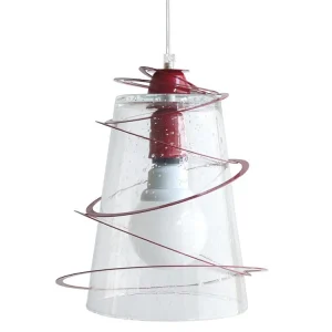 Suspensão TOSEL ALBIGNY vidro cônico carmim D25 x H80 cm para Instalação em Sanca