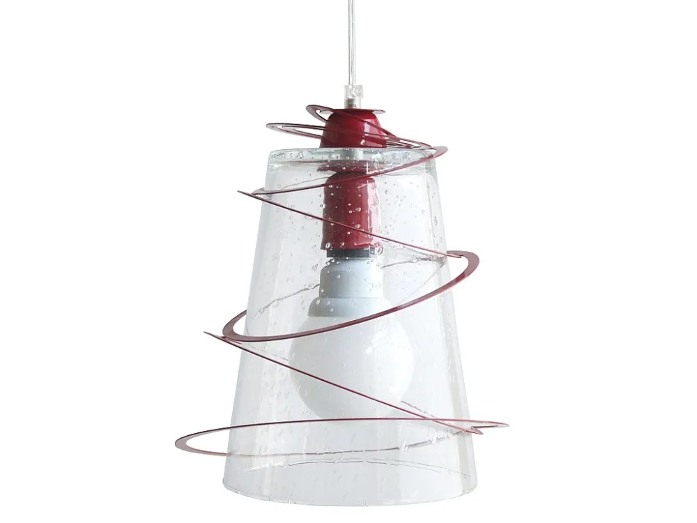 Suspensão TOSEL ALBIGNY vidro cônico carmim D25 x H80 cm para Instalação em Sanca