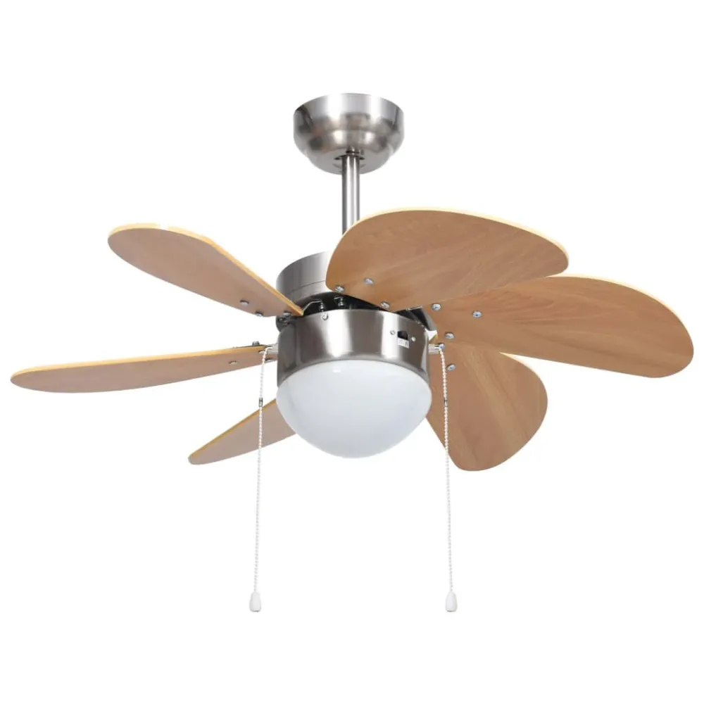 Ventoinha de teto com luz 76 cm castanho-claro para Fita LED RGB
