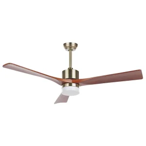 Ventoinha de teto cor tom terroso com luz LED ARUWIMI