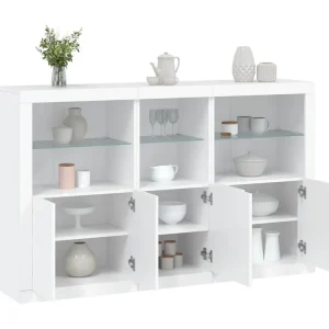 Aparador com luzes LED 162x37x100 cm branco Fácil Instalação