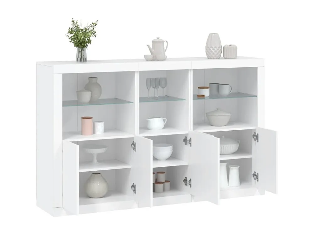 Aparador com luzes LED 162x37x100 cm branco Fácil Instalação