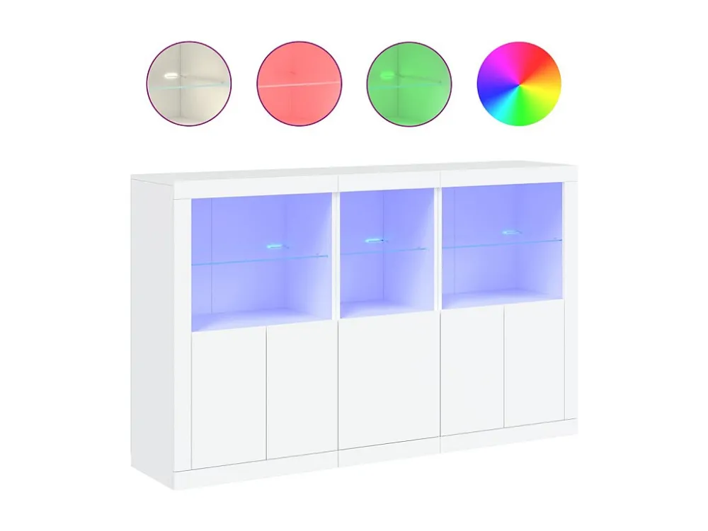 Aparador com luzes LED 162x37x100 cm branco Fácil Instalação