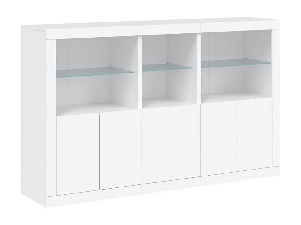 Aparador com luzes LED 162x37x100 cm branco Fácil Instalação