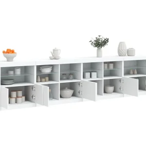 Aparador com luzes LED 283x37x67 cm branco (À Prova d'Água)